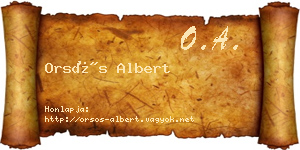 Orsós Albert névjegykártya